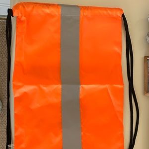Neon Orange Safety High Vis Drawstring Backpack